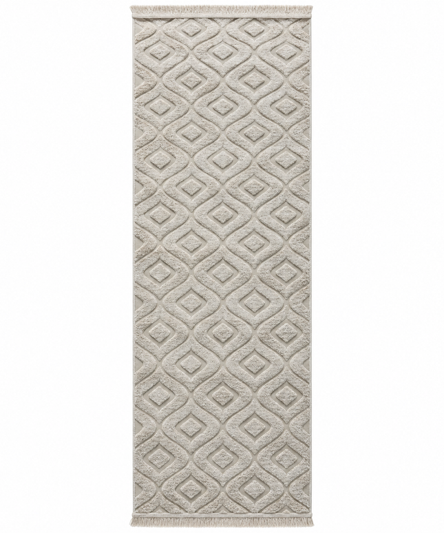 Modern Jacquard Rug Cover Ivory/100 × 300 Cm
