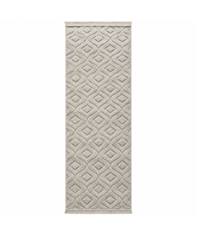 Modern Jacquard Rug Cover Ivory/100 × 300 Cm