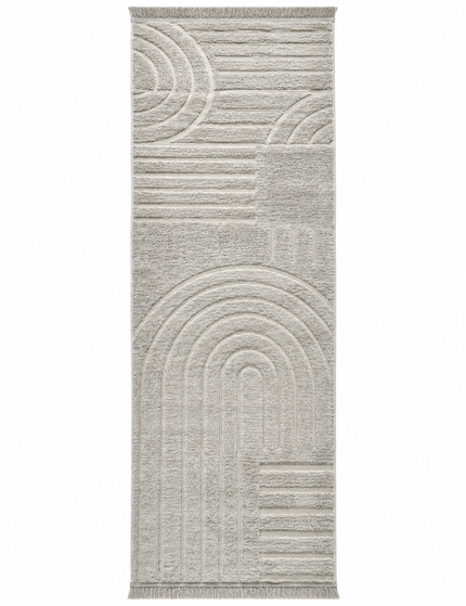 Modern Jacquard Rug Cover Ivory/100 × 300 Cm