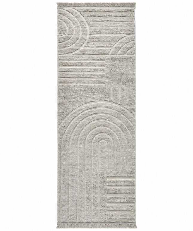 Modern Jacquard Rug Cover Ivory/100 × 300 Cm