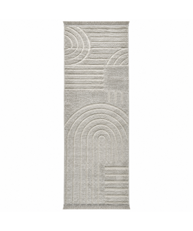 Modern Jacquard Rug Cover Ivory/100 × 300 Cm