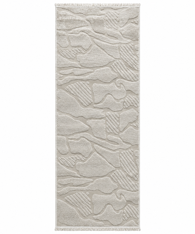 Modern Jacquard Rug Cover Ivory/100 × 300 Cm