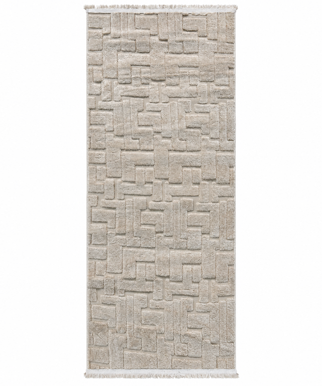 Modern Jacquard Rug Cover Ivory/100 × 200 Cm