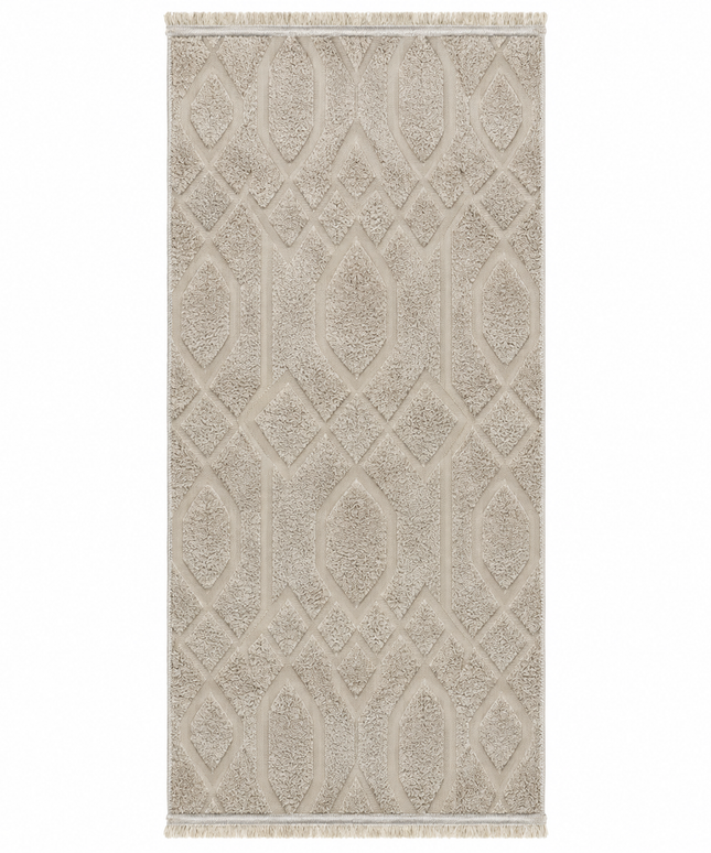 Modern Jacquard Rug Cover Ivory/100 × 200 Cm