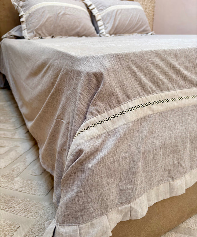 Natural Linen Flat Bed Sheet Set