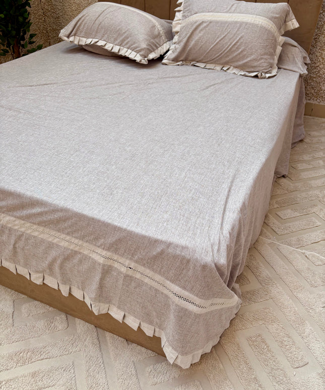 Natural Linen Flat Bed Sheet Set