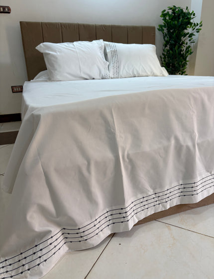 Embroidered Cotton Flat Bed Sheet Set