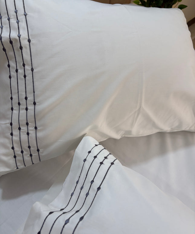 Embroidered Cotton Flat Bed Sheet Set