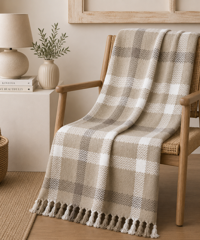 Checked Cotton Throw Blanket