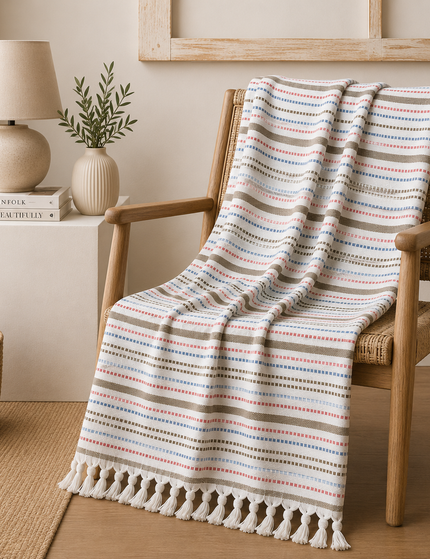 Striped Cotton Throw Blanket